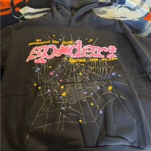 Black Hoodie with Pink and Yellow Graphic